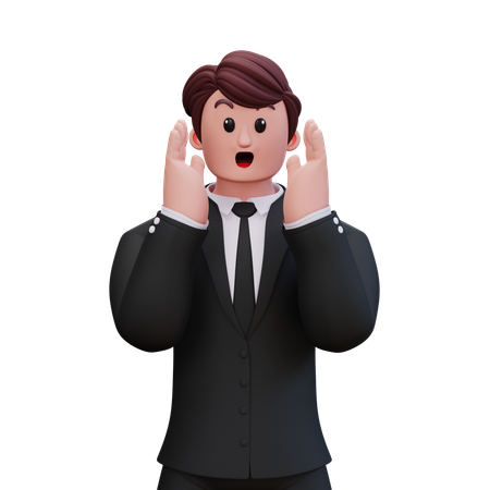Frightened Businessman  3D Illustration