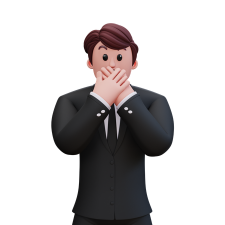 Frightened Businessman  3D Illustration