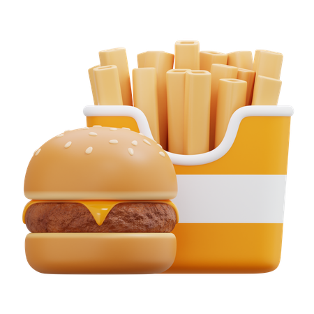 Frites et burger  3D Icon