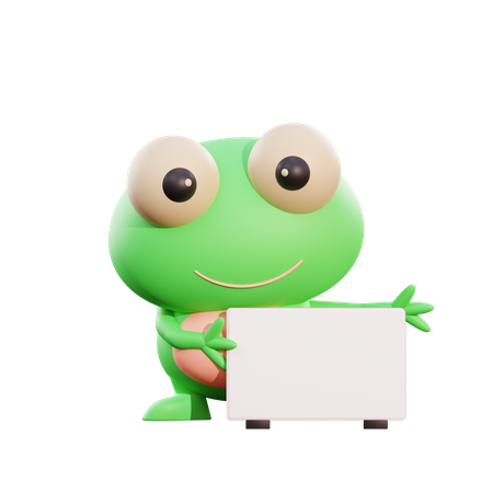 Frog Holding Placard 3D Illustration