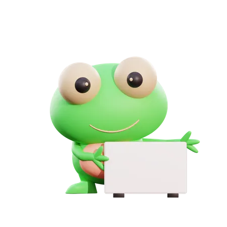 Frog Holding Placard  3D Illustration
