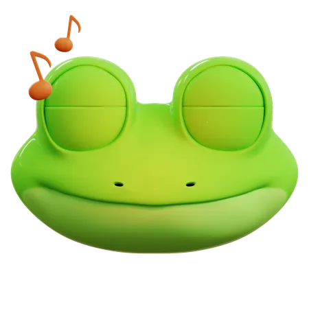 Frog Listening To Music Emoji  3D Icon