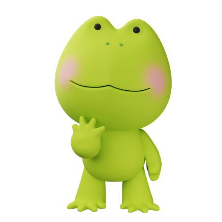 Frog Standing Up And Placing His Hand On His Chin  3D Icon