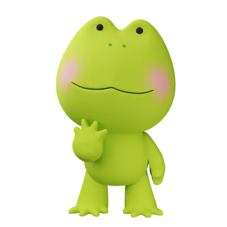 Frog Standing Up And Placing His Hand On His Chin  3D Icon