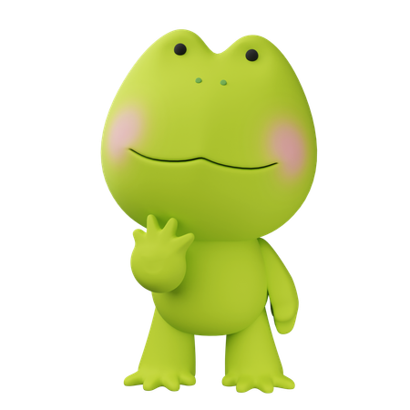 Frog Standing Up And Placing His Hand On His Chin  3D Icon