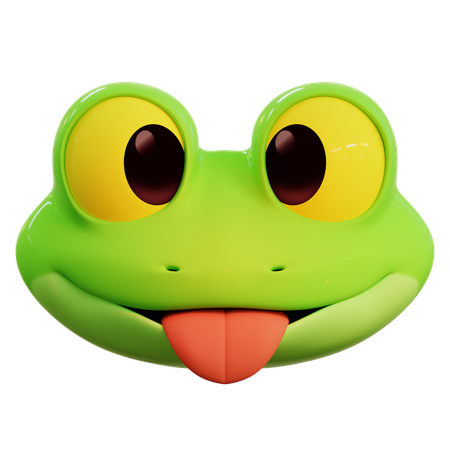 Frog Sticking Out Its Tongue Emoji  3D Icon