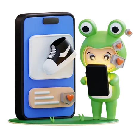 Frogie adora o produto  3D Illustration