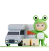 Frogie ready for making deliveries