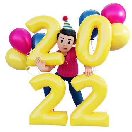 Frohes neues Jahr 2022  3D Icon