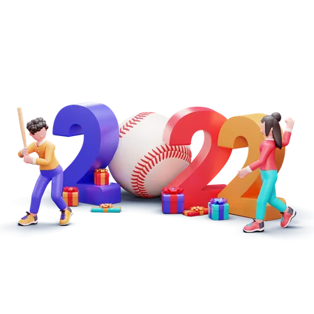 Frohes neues Jahr 2022  3D Illustration