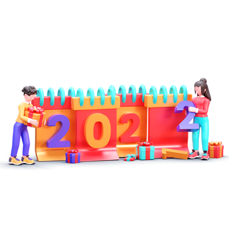Frohes neues Jahr 2022  3D Illustration