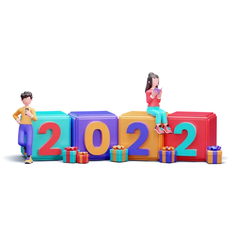 Frohes neues Jahr 2022 Feier  3D Illustration