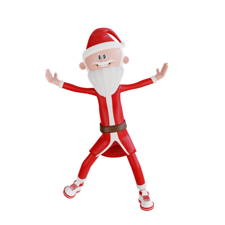 Fröhlicher Weihnachtsmann beim Tanzen  3D Illustration