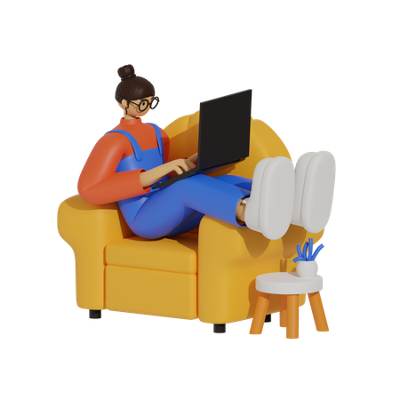 From the Couch to the Corner Office, The Power of Remote Work  3D Illustration