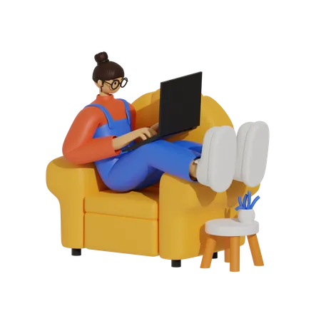 From the Couch to the Corner Office, The Power of Remote Work  3D Illustration