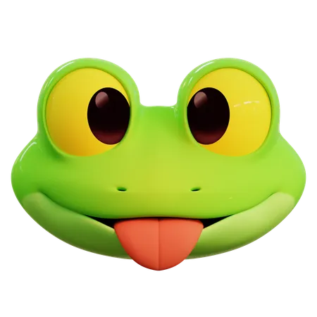 Frosch streckt seine Zunge heraus Emoji  3D Icon