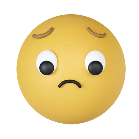 3 D Frowning Face Sad Yellow Emoji With Steep Frown Concern Disappointment And Sadness Icon Isolated On Gray Background 3 D Rendering Illustration Clipping Path 3D Icon