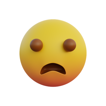 Frowning face with open mouth 3D Illustration