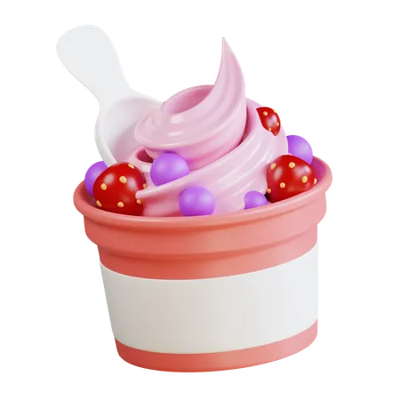 Gefrorener Joghurtbecher Eis  3D Icon