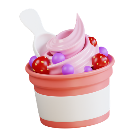 フローズンヨーグルトカップアイスクリーム  3D Icon