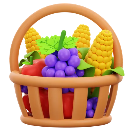 Früchte im Eimer  3D Icon
