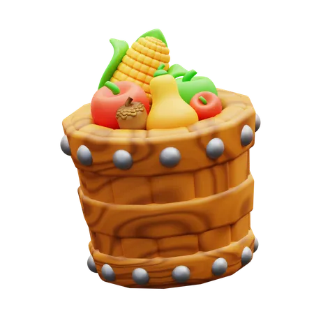 3 D Illustration Fruit Basket 3D Icon