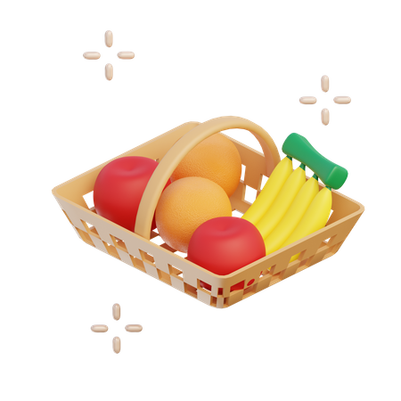 Fruit Basket  3D Illustration