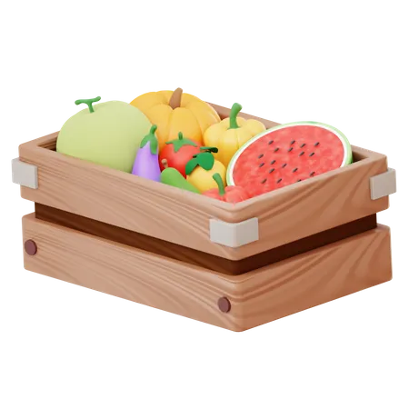 Fruit Basket 3D Illustration