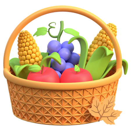 Fruit Bucket 3D Icon