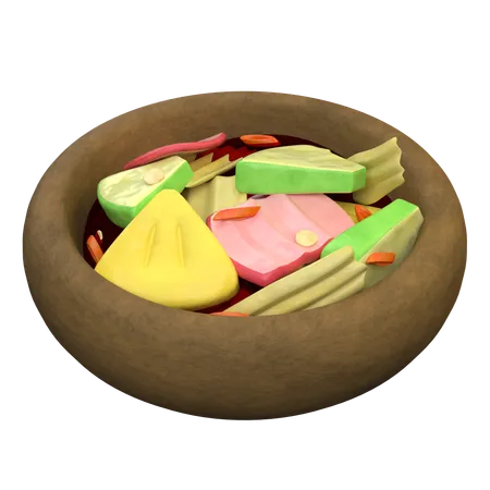 Fruit Salad Mixed With Fish Gravy  3D Icon