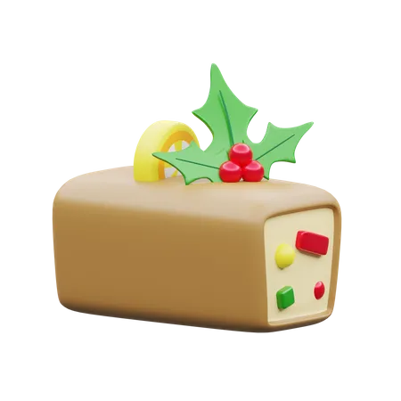 Fruitcake For Christmas Holiday  3D Illustration