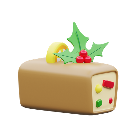Fruitcake For Christmas Holiday 3D Illustration