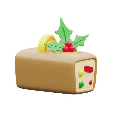 Fruitcake For Christmas Holiday 3D Illustration
