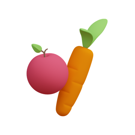 Fruits And Vegetables  3D Illustration