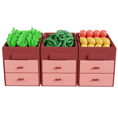 Fruits And Vegetables  3D Illustration