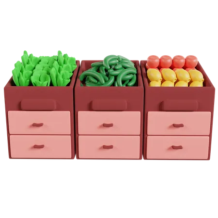 Fruits And Vegetables  3D Illustration