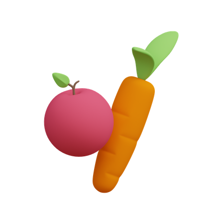 Fruits And Vegetables 3D Illustration
