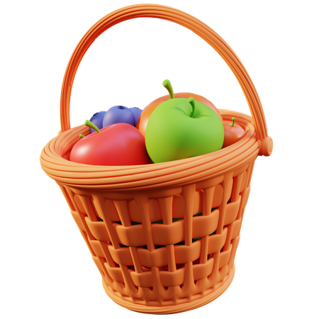 Fruits in Basket  3D Icon