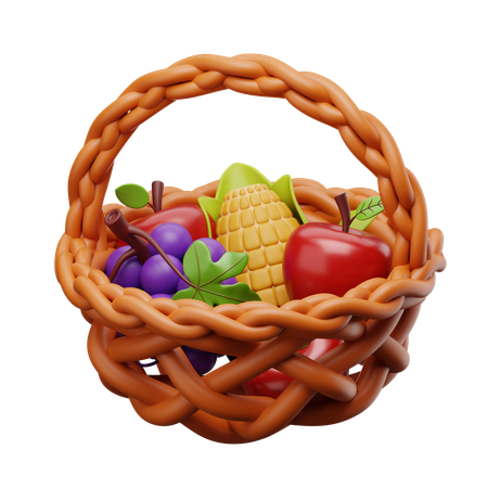 Fruits In Basket  3D Icon