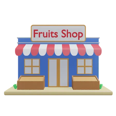 Fruits Shop 3 D Building Illustration With Transparent 3D Icon