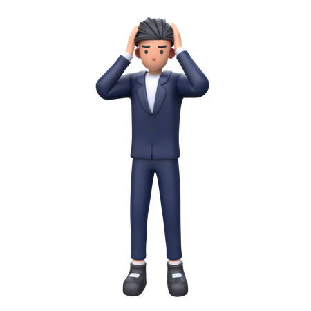 Frustrated Businessman holding head  3D Illustration