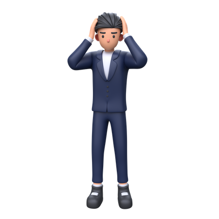 Frustrated Businessman holding head  3D Illustration