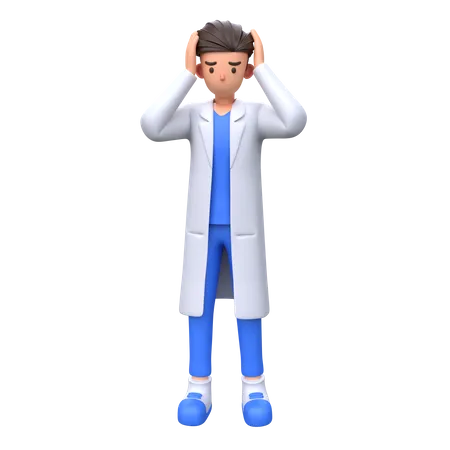 Frustrated Male Doctor Holding Head 3 D Illustration 3D Illustration