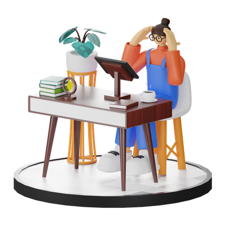 Frustrated woman sitting on chair  3D Icon