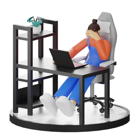 Frustrated woman sitting on chair  3D Illustration