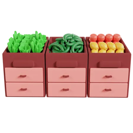 Frutas e vegetais  3D Illustration