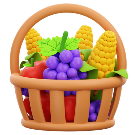 Frutas en balde  3D Icon
