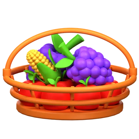 Frutas no balde  3D Icon