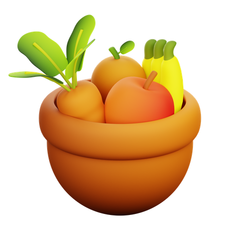 Tigela de frutas  3D Icon