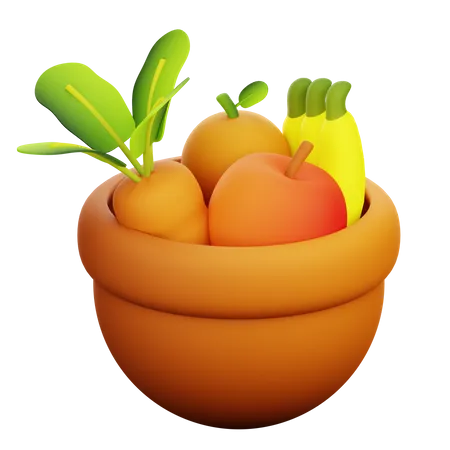 Tigela de frutas  3D Icon